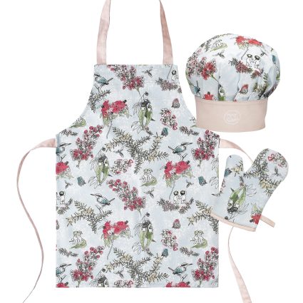 3 piece children's chef set including an apron, hat and glove