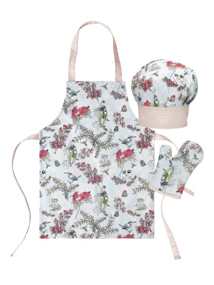 3 piece children's chef set including an apron, hat and glove