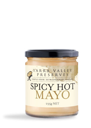 glass jar containing spicy hot mayonnaise