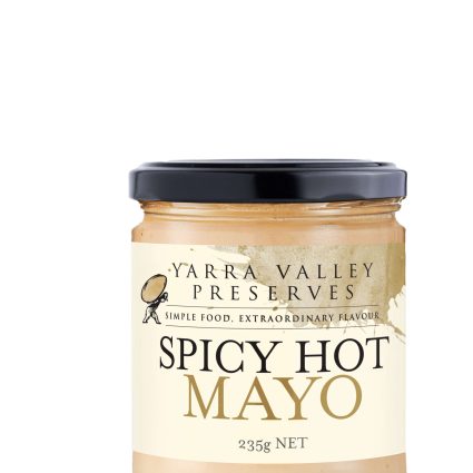glass jar containing spicy hot mayonnaise
