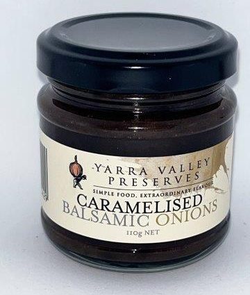 a picture of a jar of yarra valley preserves caramelised balsamic onions 110g